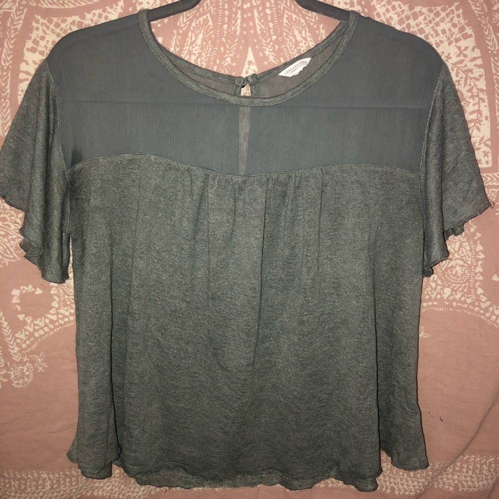 Aeropostale- Grey blouse with see through top
